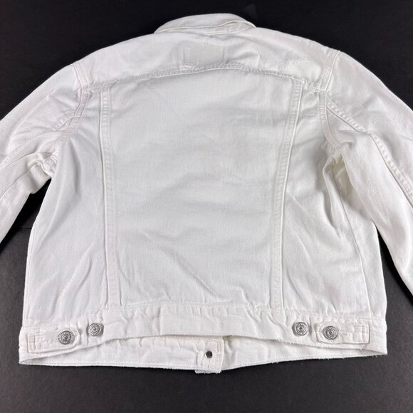 Y2K Levi's Trucker Jean Jacket Women's Junior's Large White Distressed Denim - Picture 13 of 16